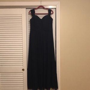 Navy Bill Levkoff bridesmaid dress